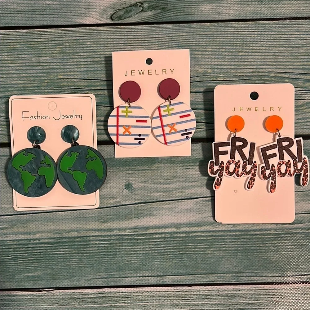 Trendy Earring Trio with Fun Designs